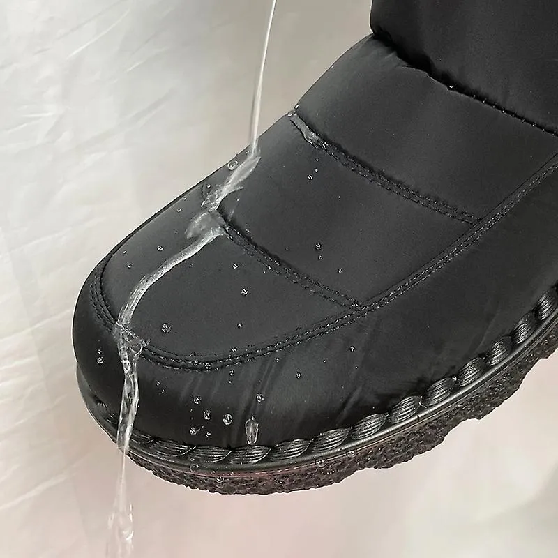 Botas de invierno impermeables para mujeres 2023 Nueva piel sintética Botas de nieve de felpa larga Botines de plataforma de muj