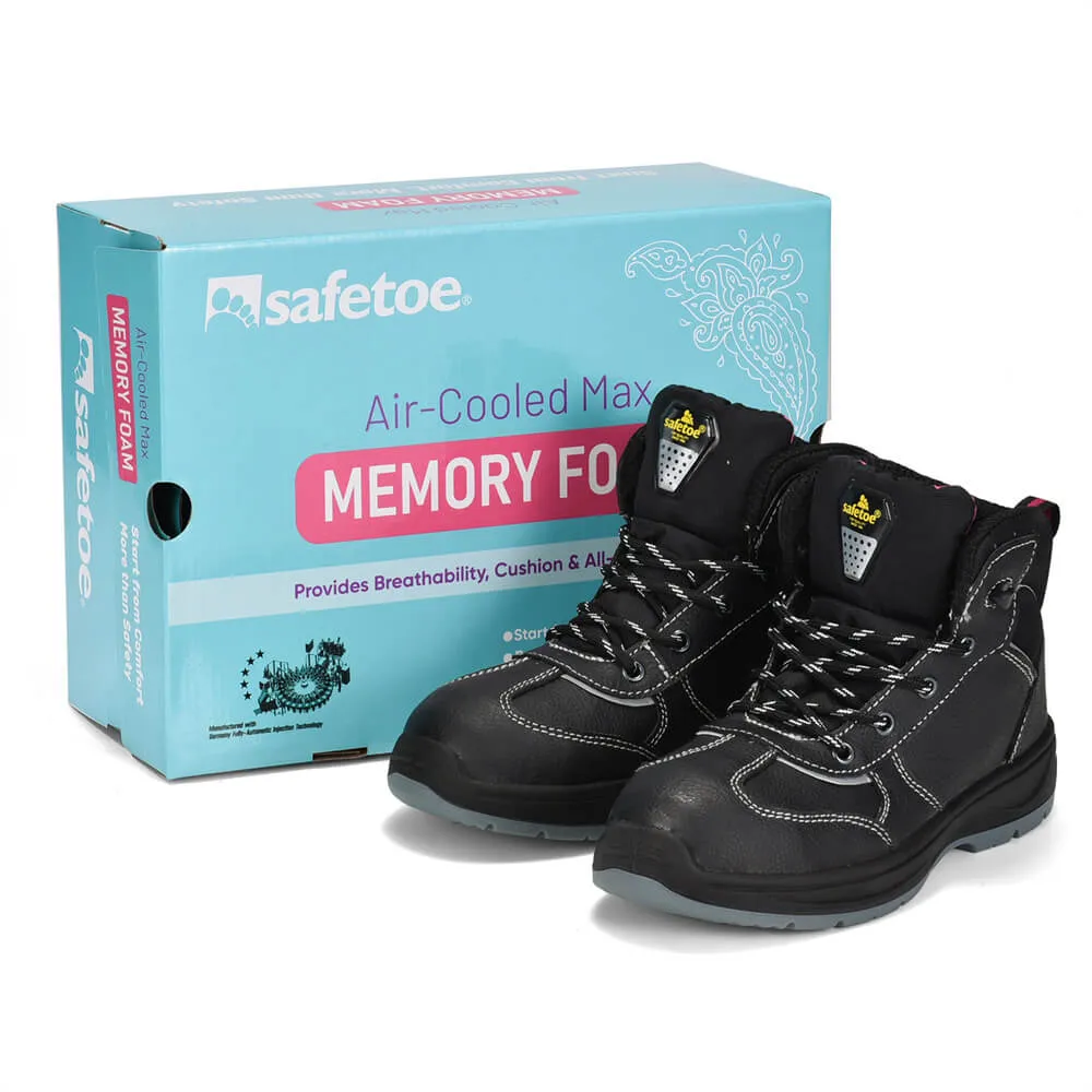 BOTAS DE TRABAJO DE SEGURIDAD NEGRAS DE CUERO IMPERMEABLES PARA MUJER CONSTRUCCIóN M8516W
