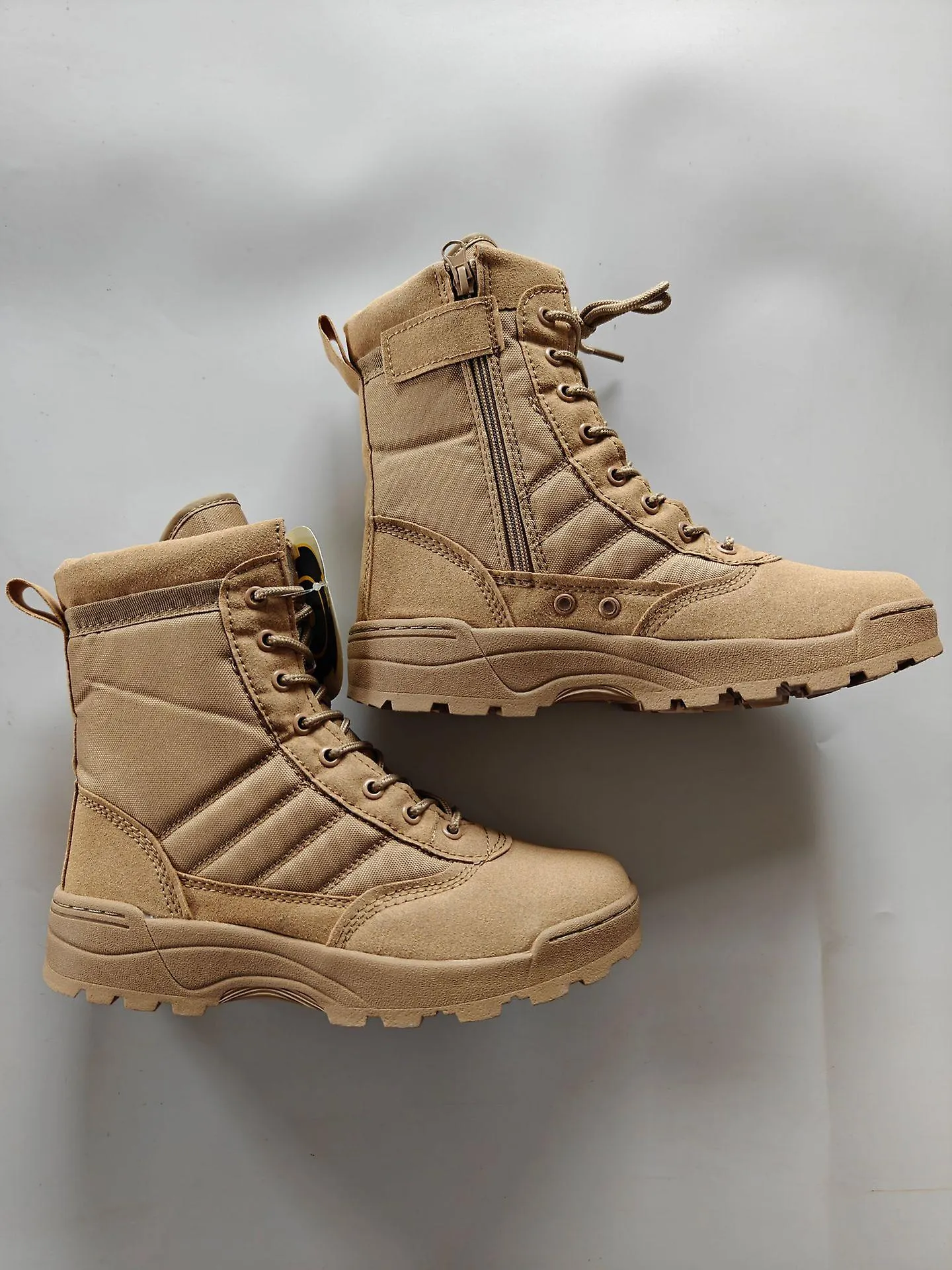 Botas tácticas militares para hombre con cordones con cremallera Desert Combat Zapatos de trabajo al aire libre Botas tácticas, 