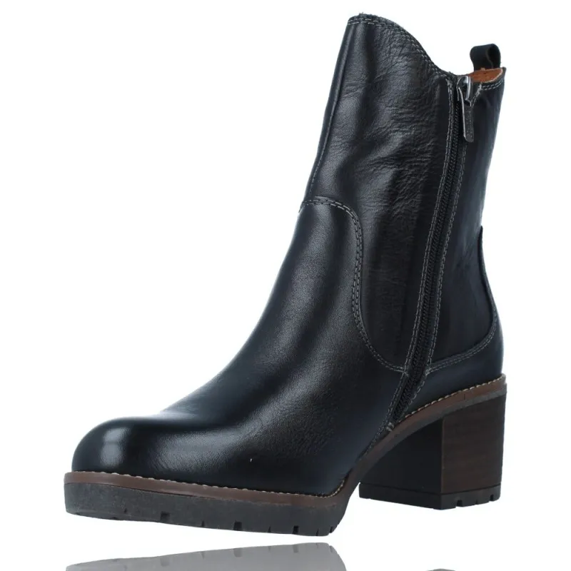 BOTINES CASUAL CON TACóN DE PIEL PARA MUJER DE PIKOLINOS LLANES W7H8948