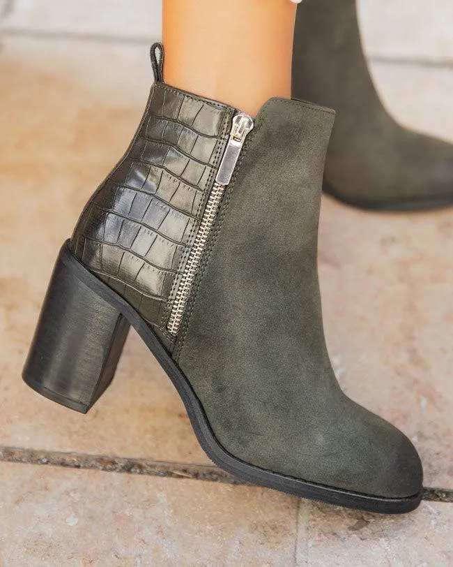 BOTINES DE MUJER EN VERDE KAKI CON TACóN  EMILIE
