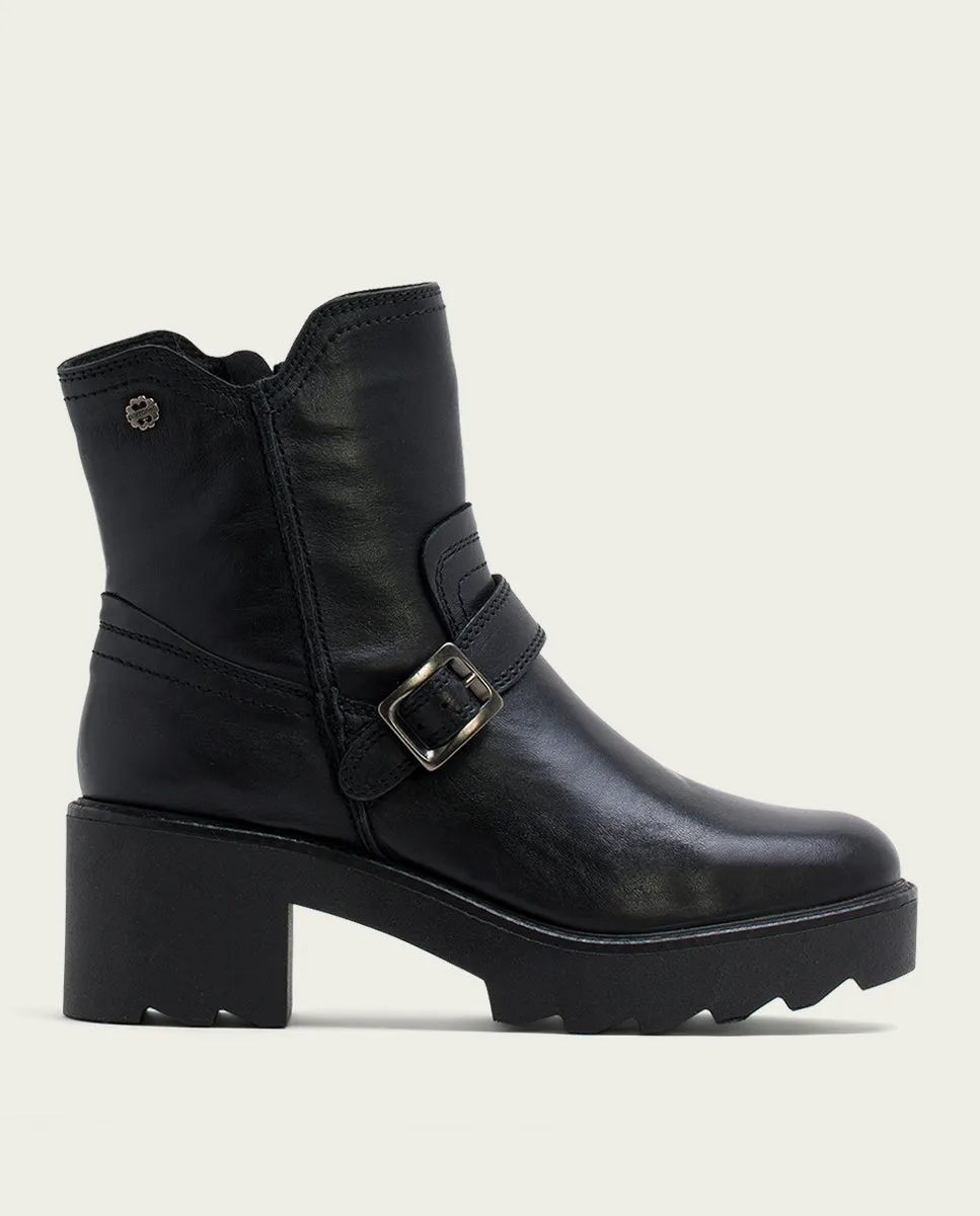 BOTINES DE PIEL CON CREMALLERA NEGRA MALIA