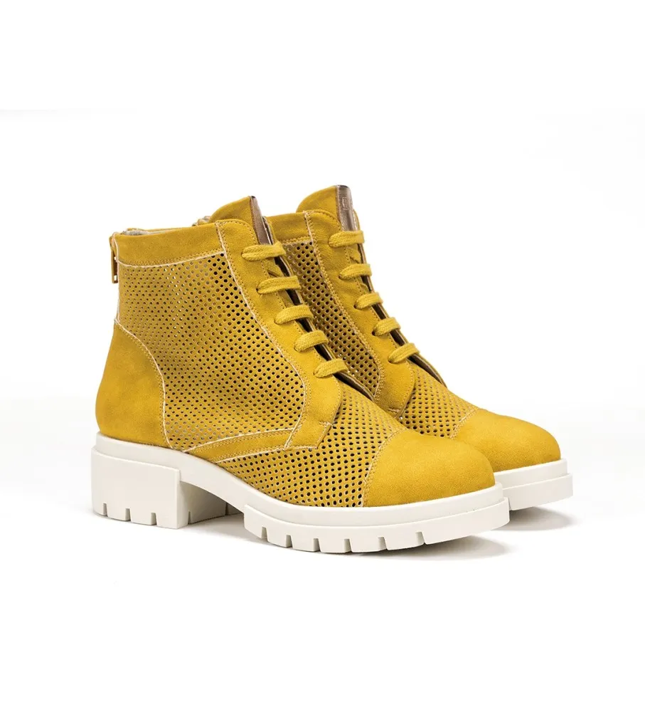 BOTINES DE PIEL D8734BOLA AMARILLO ALTURA TACóN: 5CM