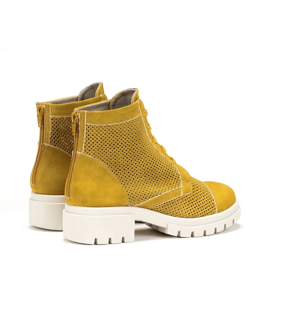 BOTINES DE PIEL D8734BOLA AMARILLO ALTURA TACóN: 5CM