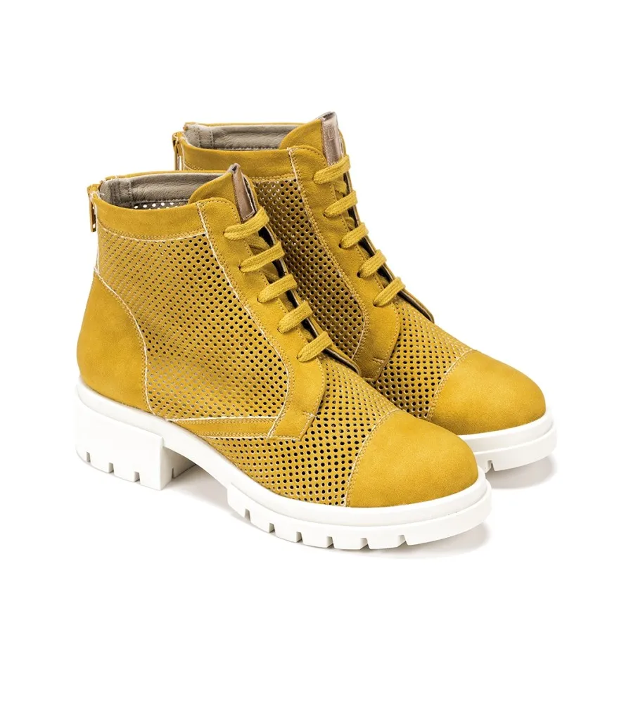BOTINES DE PIEL D8734BOLA AMARILLO ALTURA TACóN: 5CM