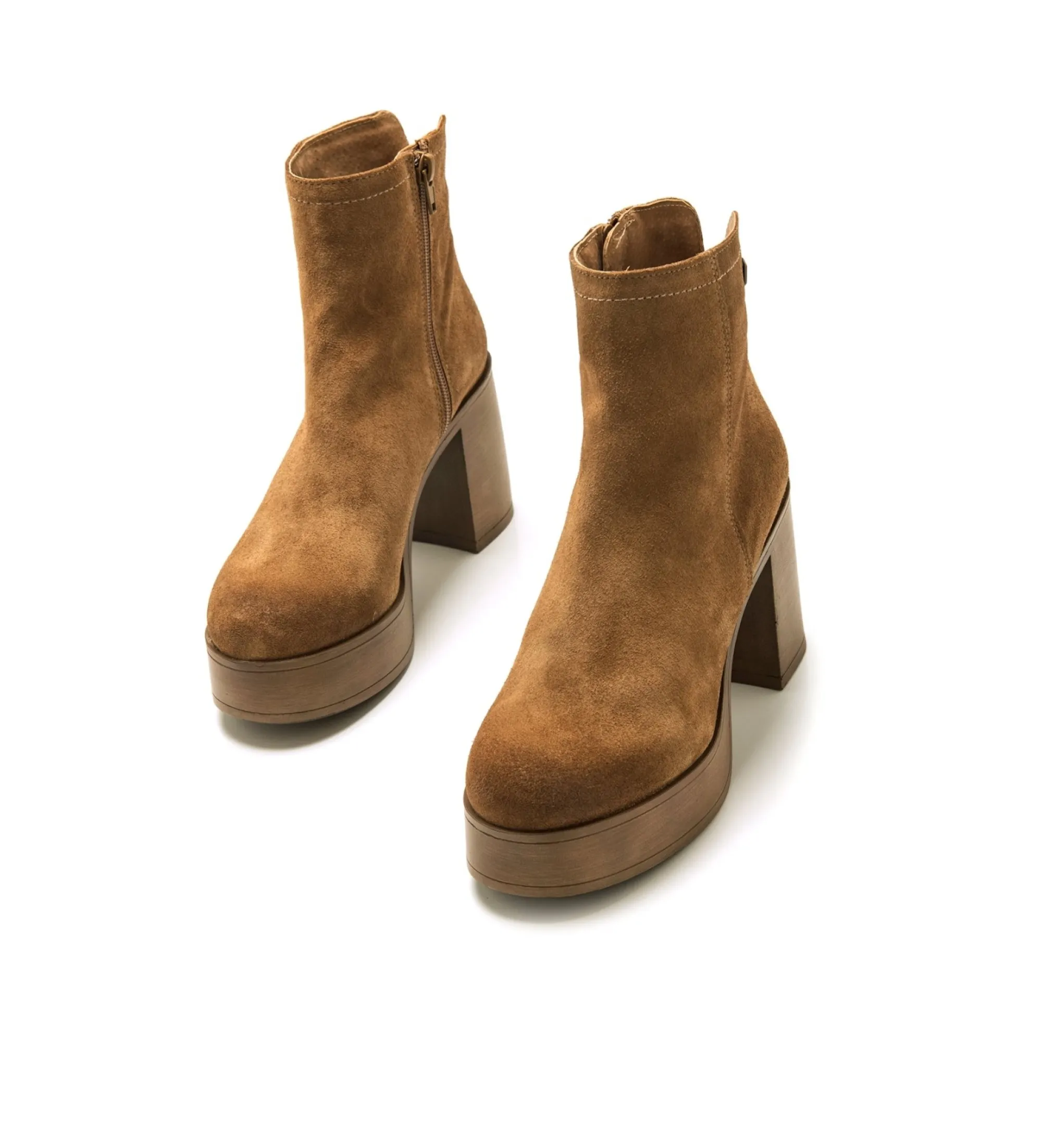 BOTINES DE PIEL SIXTIES MARRóN ALTURA TACóN 8CM