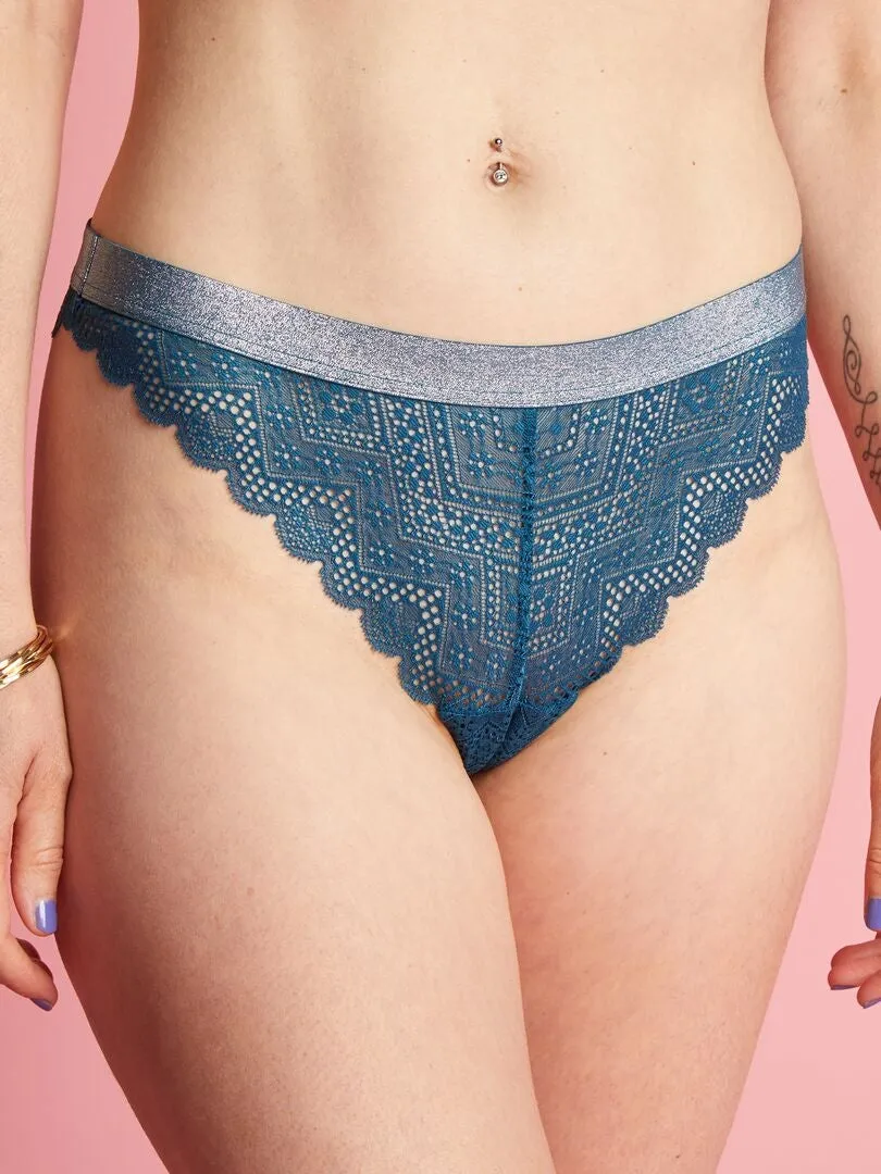 BRAGUITA BRASILEñA DE ENCAJE  AZUL OSCURO