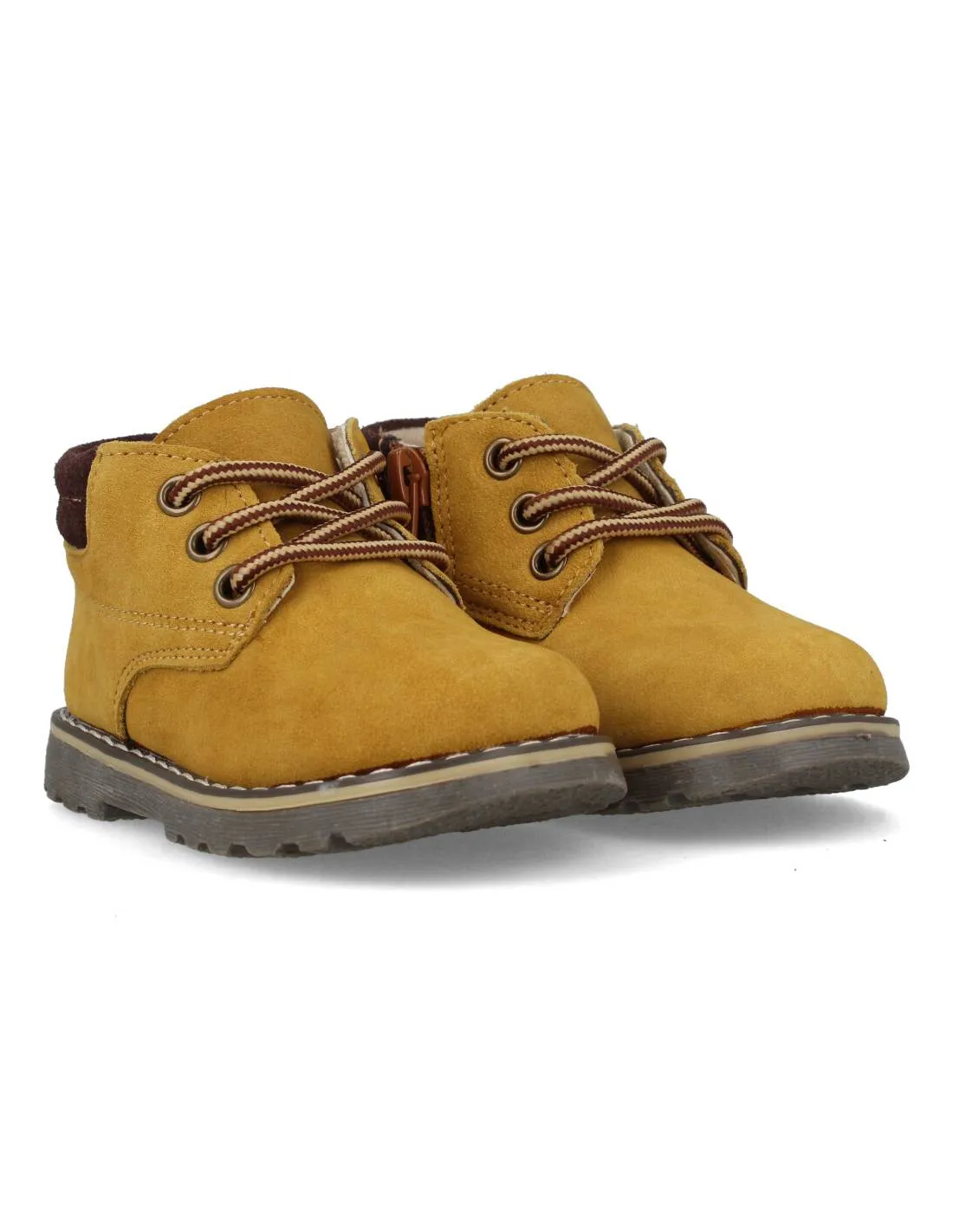 BUBBLE KIDS  BOTITA CASUAL FLEXIBLE CORDONES CAMEL