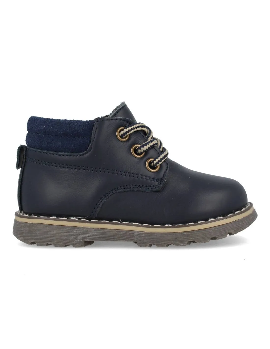 BUBBLE KIDS  BOTITA CASUAL FLEXIBLE CORDONES MARINO