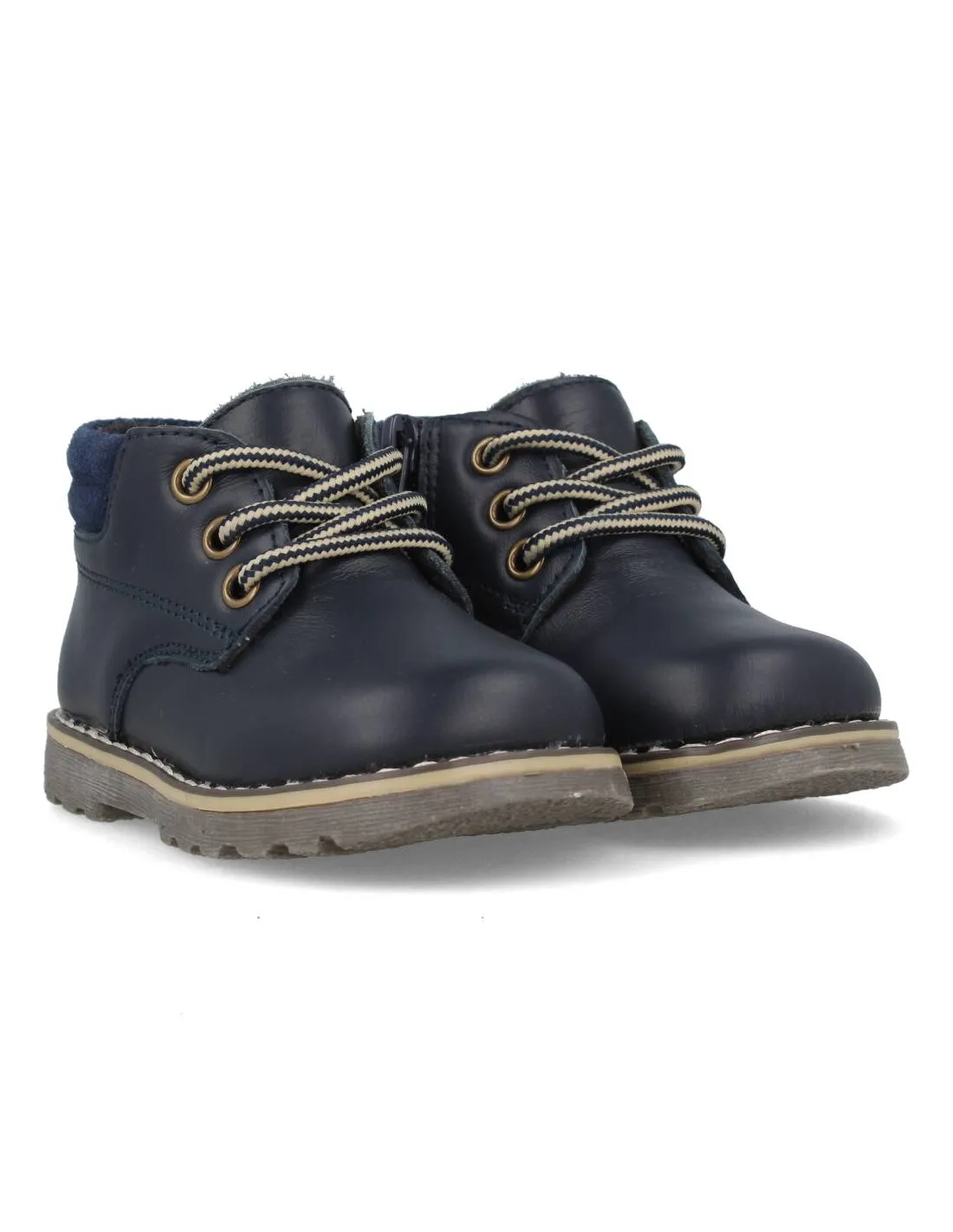 BUBBLE KIDS  BOTITA CASUAL FLEXIBLE CORDONES MARINO