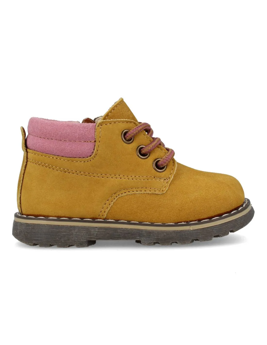 BUBBLE KIDS  BOTITA CASUAL FLEXIBLE CORDONES ROSA