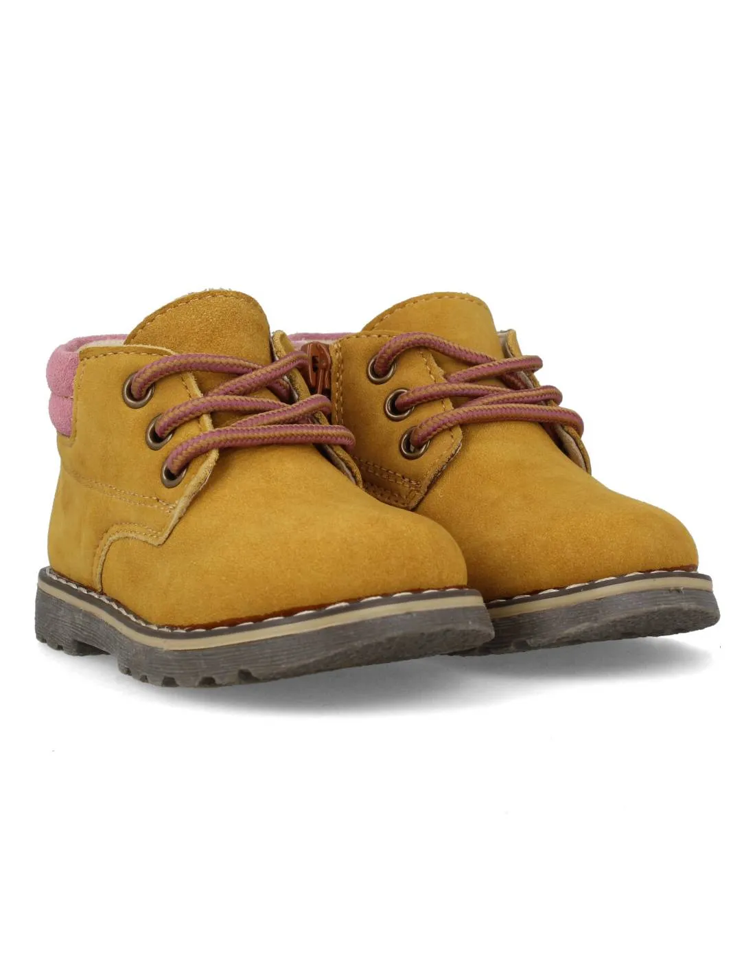 BUBBLE KIDS  BOTITA CASUAL FLEXIBLE CORDONES ROSA
