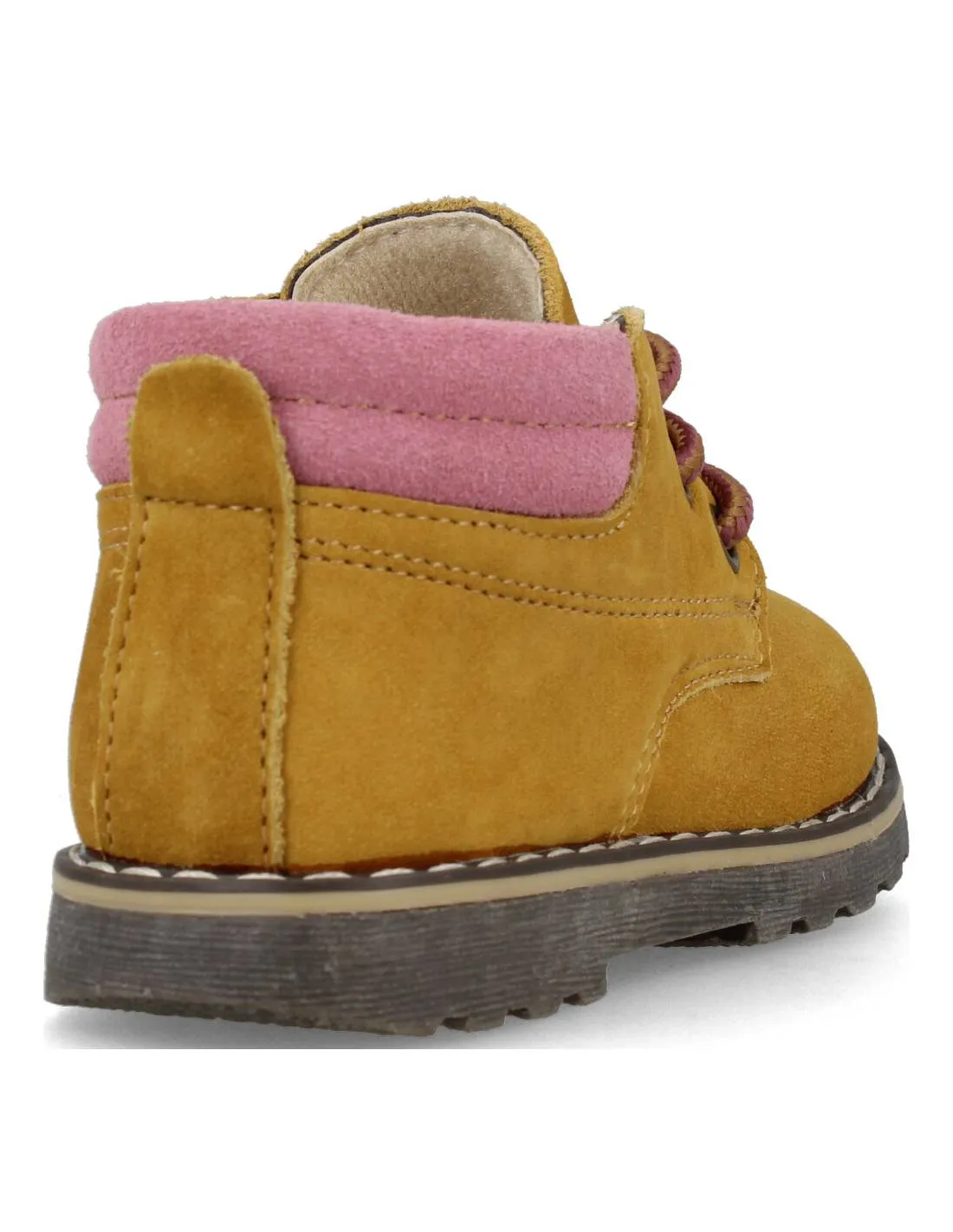 BUBBLE KIDS  BOTITA CASUAL FLEXIBLE CORDONES ROSA