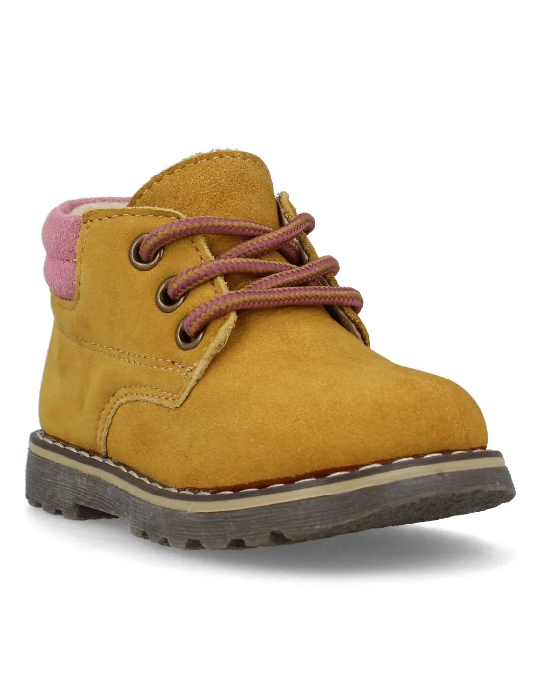 BUBBLE KIDS  BOTITA CASUAL FLEXIBLE CORDONES ROSA