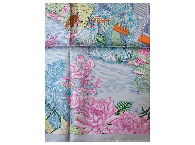 Bufanda Faubourg Tropical de Hermès Azul Verde 