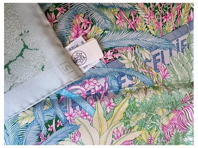 Bufanda Faubourg Tropical de Hermès Azul Verde 