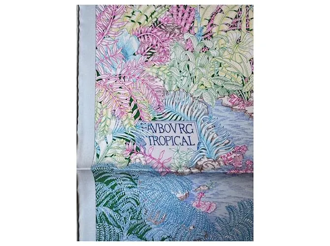 Bufanda Faubourg Tropical de Hermès Azul Verde 