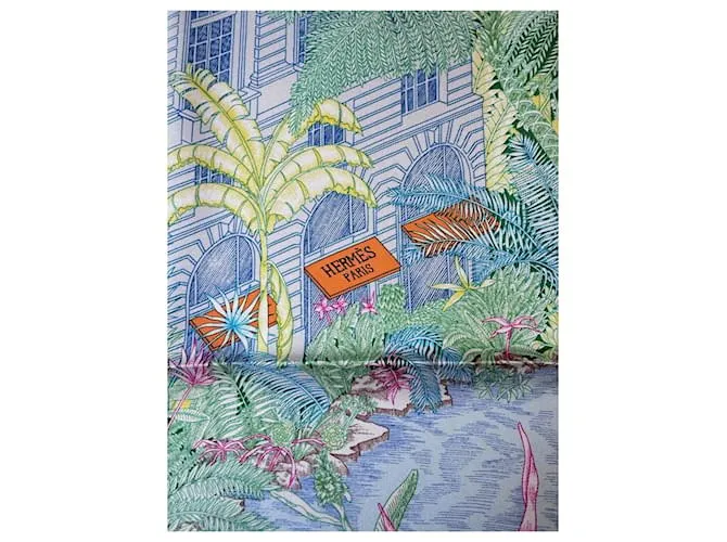 Bufanda Faubourg Tropical de Hermès Azul Verde 