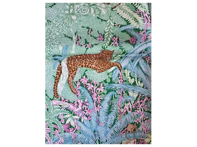 Bufanda Faubourg Tropical de Hermès Azul Verde 