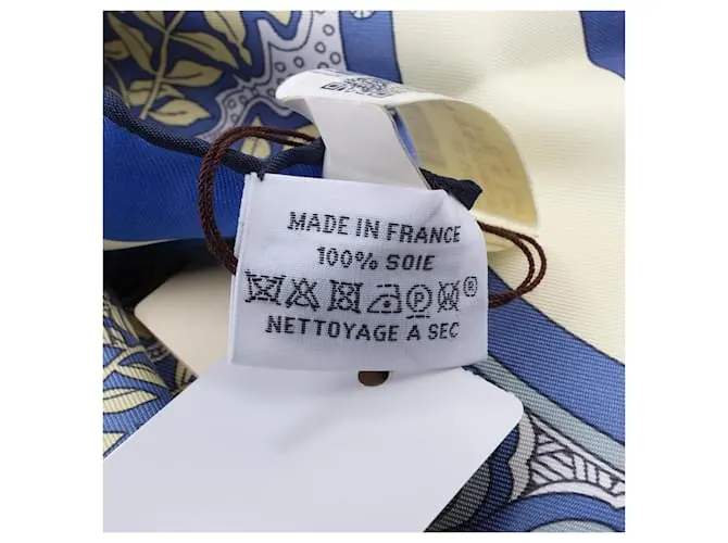 Bufanda Hermès Carré 90 "Tapis de Selle" 100% Seda Azul 