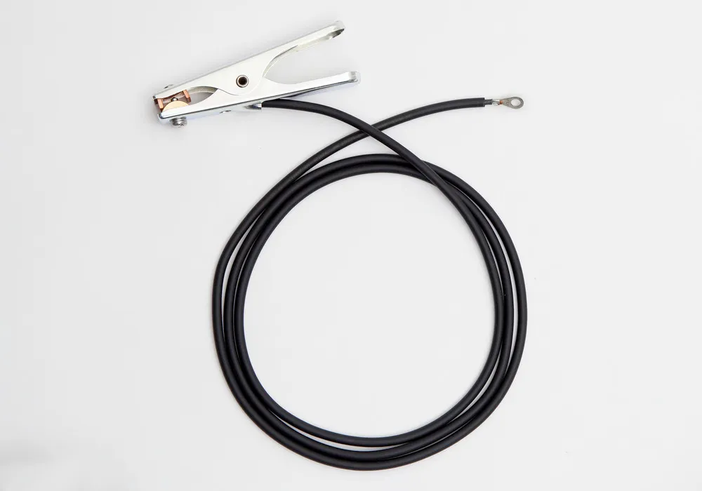 Cable de puesta a tierra con 1 pinza de toma de tierra / 1 arandela, aislado, longitud 2 m
