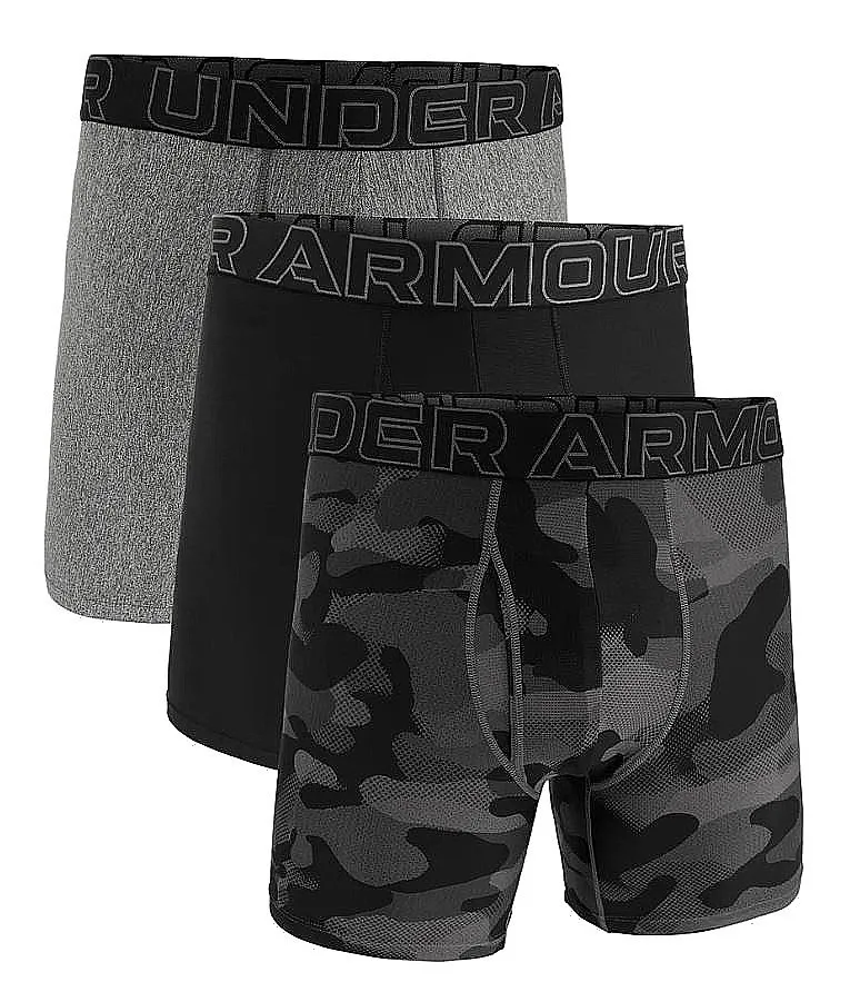 CALZONCILLOS UNDER ARMOUR PERFORMANCE TECH MESH 6IN 3 PACK  CASTLEROCK HEATHER/BLACK  MEN´S