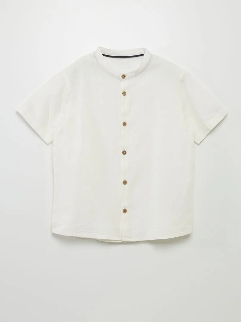 CAMISA CON CUELLO MAO DE MEZCLA DE LINO  BLANCO