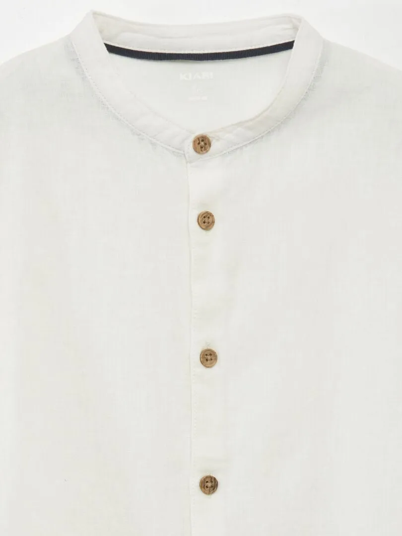 CAMISA CON CUELLO MAO DE MEZCLA DE LINO  BLANCO