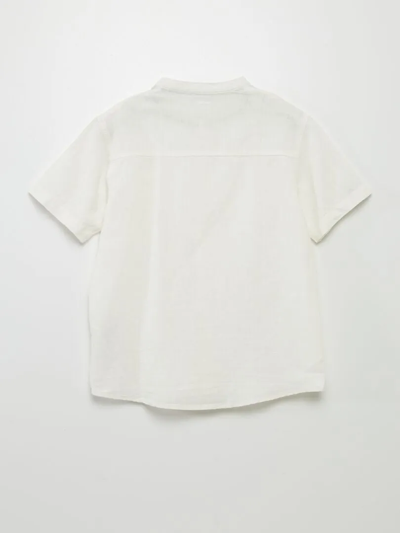 CAMISA CON CUELLO MAO DE MEZCLA DE LINO  BLANCO