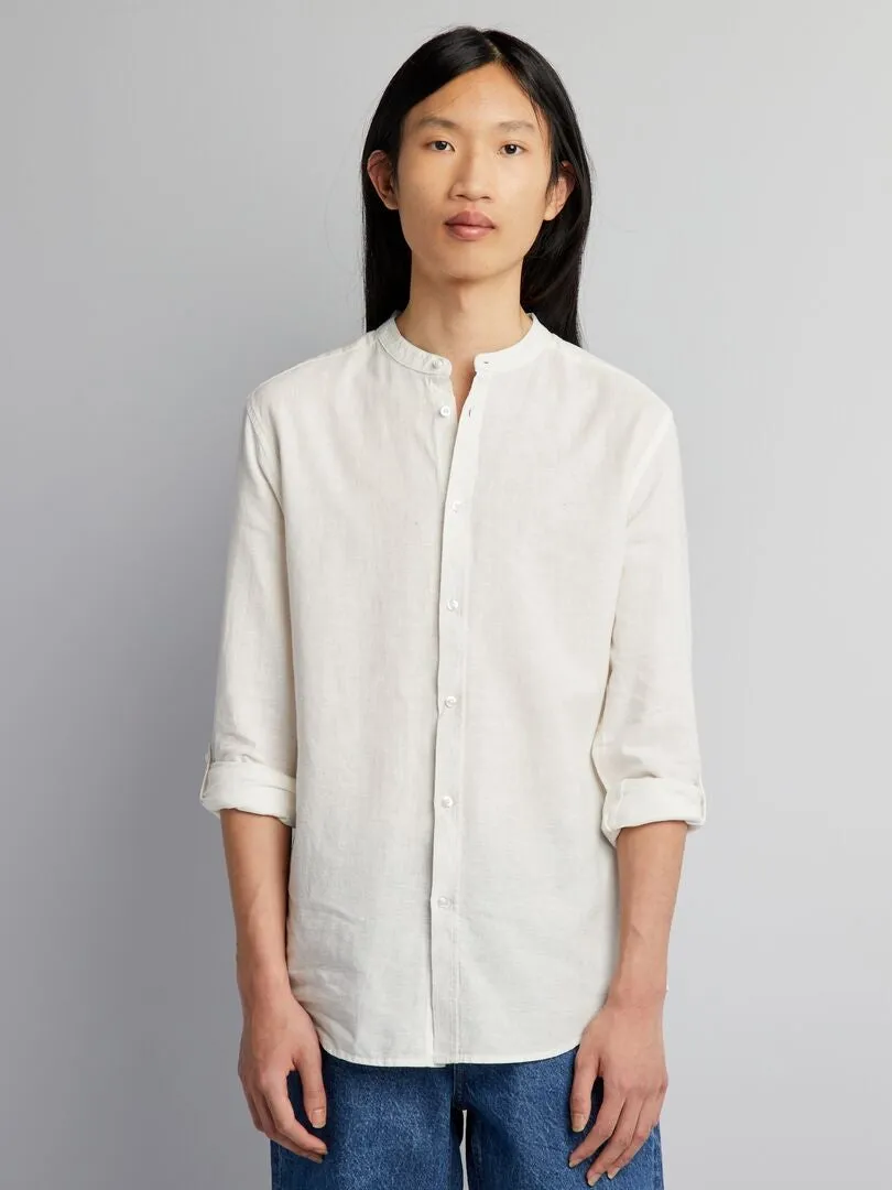 CAMISA LISA CON CUELLO MAO  BLANCO
