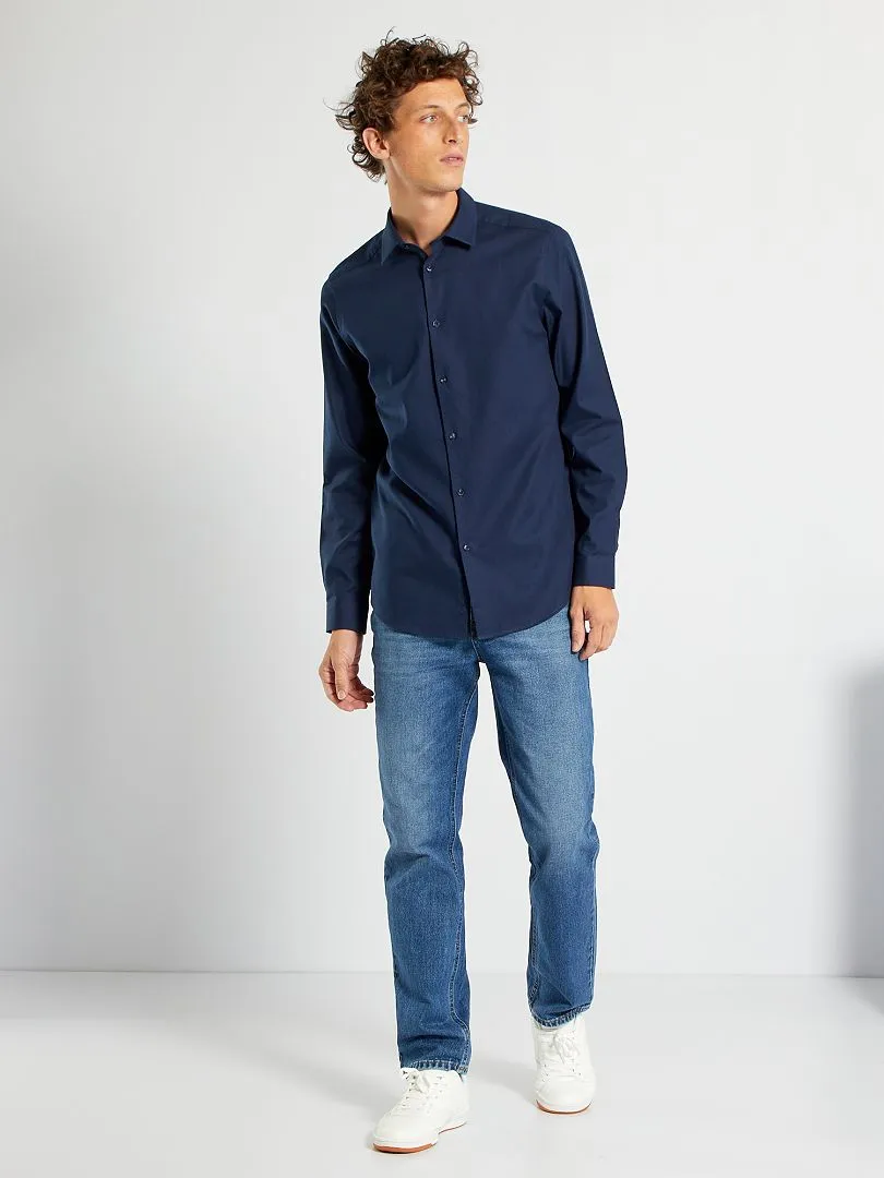 CAMISA RECTA LISA  NEGRO IRIS