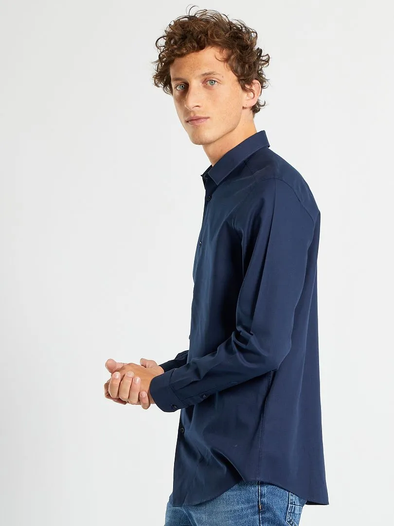 CAMISA RECTA LISA  NEGRO IRIS
