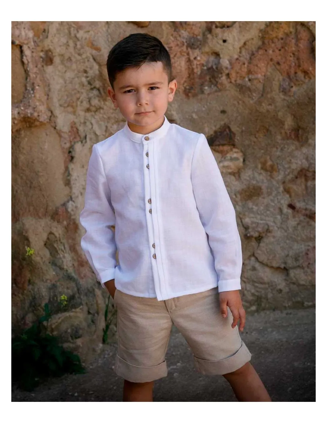 Camisa y Bermuda Ceremonia Niño Azul de Colibrí