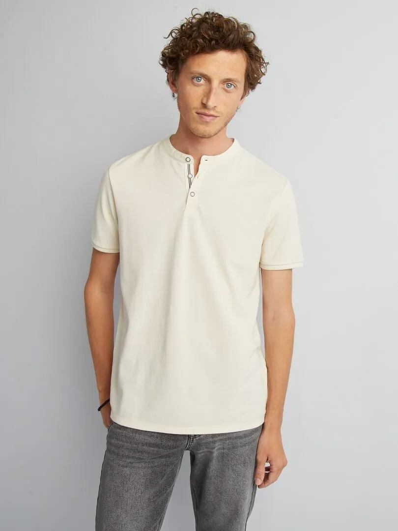 CAMISETA CON CUELLO PANADERO  BLANCO