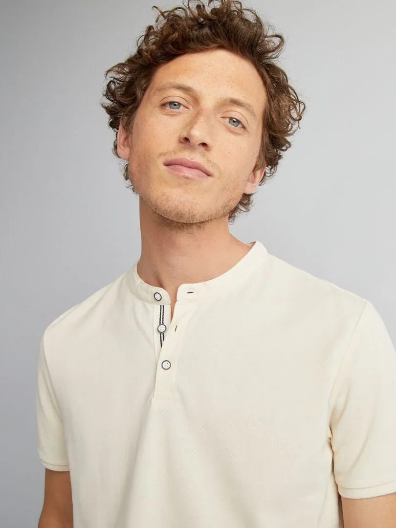 CAMISETA CON CUELLO PANADERO  BLANCO