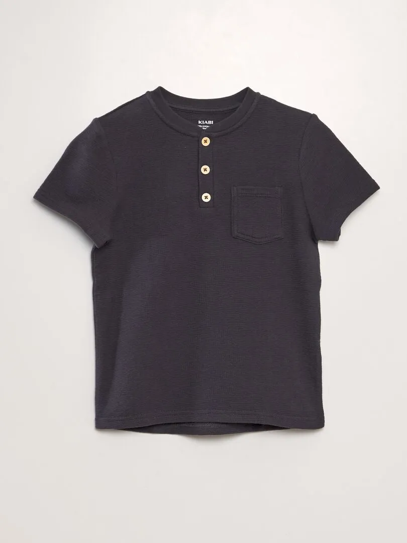 CAMISETA DE ALGODóN CON CUELLO PANADERO  NEGRO