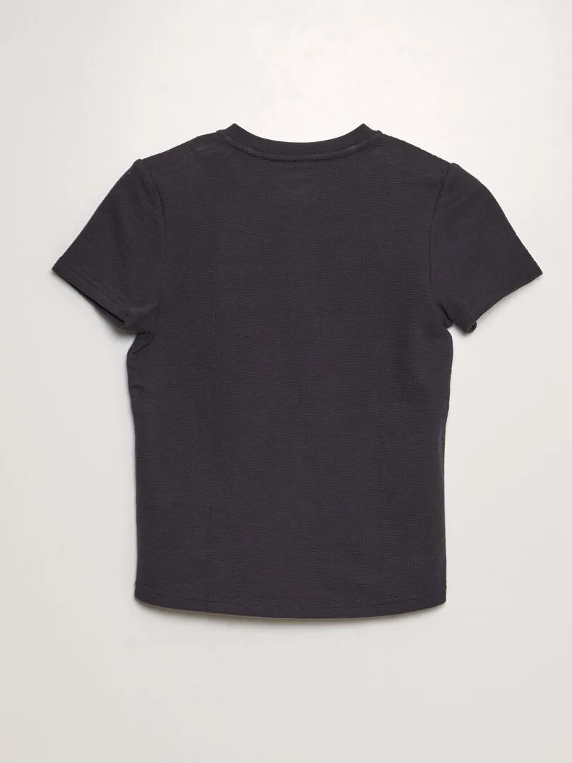 CAMISETA DE ALGODóN CON CUELLO PANADERO  NEGRO