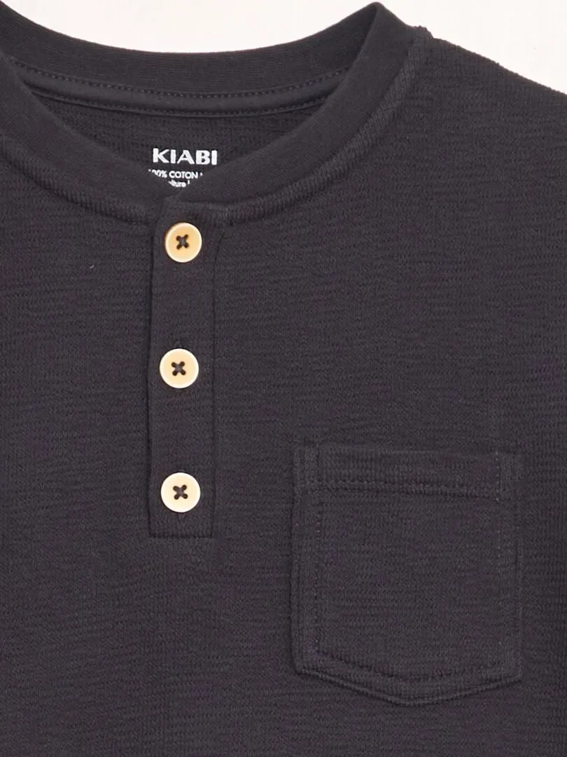 CAMISETA DE ALGODóN CON CUELLO PANADERO  NEGRO