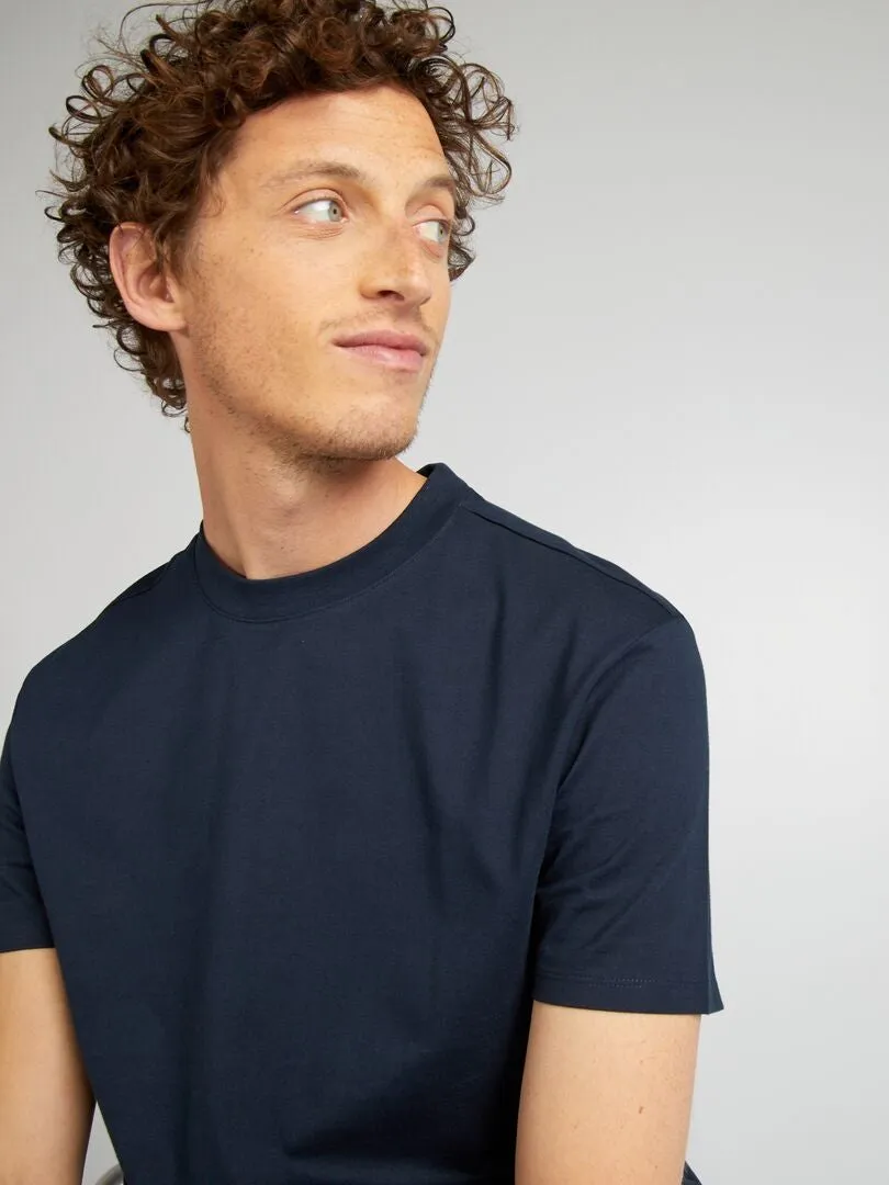 CAMISETA DE ALGODóN CON CUELLO REDONDO  AZUL