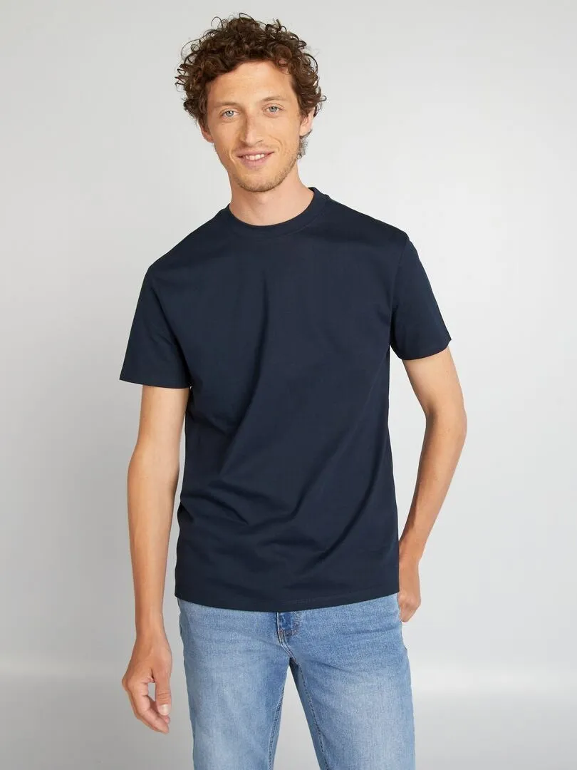 CAMISETA DE ALGODóN CON CUELLO REDONDO  AZUL