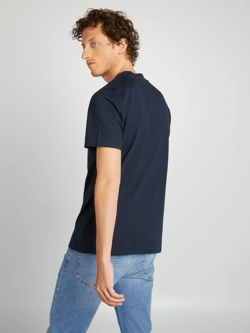 CAMISETA DE ALGODóN CON CUELLO REDONDO  AZUL