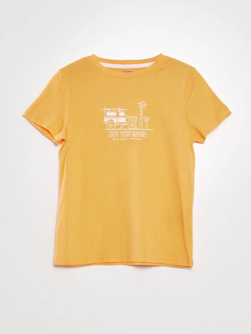 CAMISETA DE ALGODóN CON CUELLO REDONDO  NARANJA