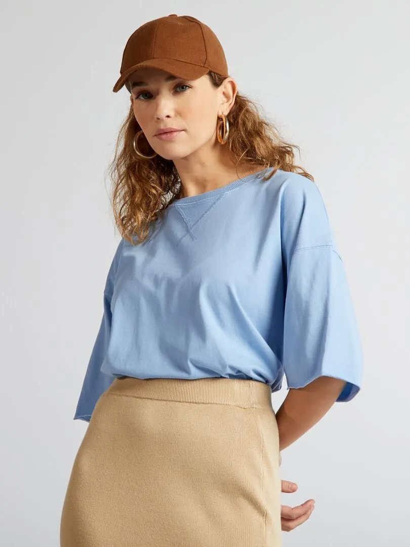 CAMISETA DE ALGODóN CON SISA CAíDA  AZUL