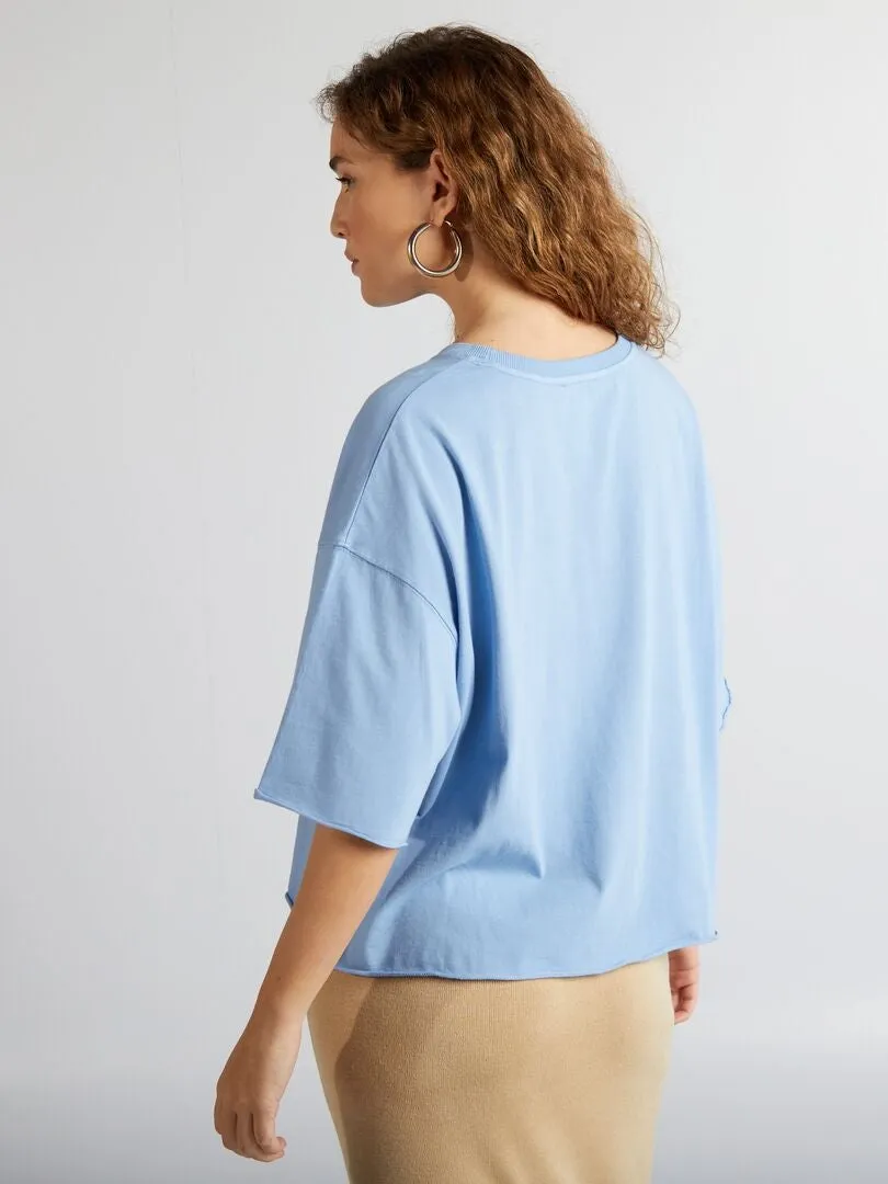 CAMISETA DE ALGODóN CON SISA CAíDA  AZUL
