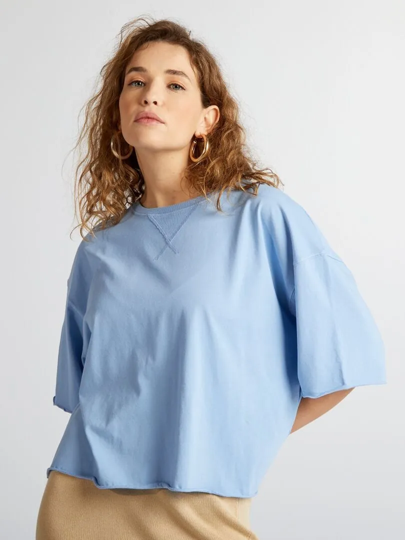 CAMISETA DE ALGODóN CON SISA CAíDA  AZUL