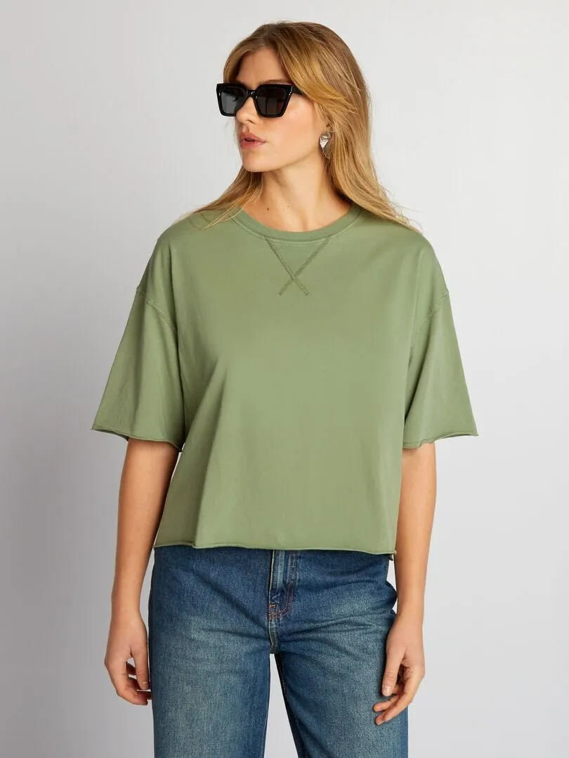 CAMISETA DE ALGODóN CON SISA CAíDA  VERDE