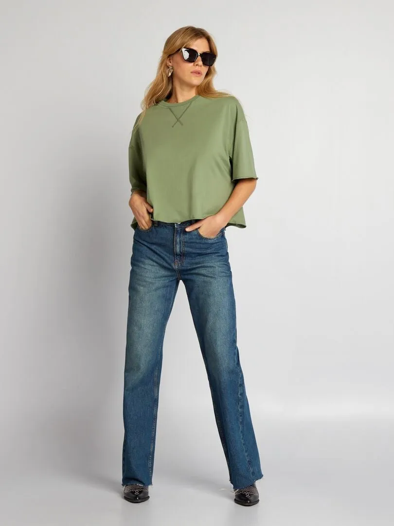 CAMISETA DE ALGODóN CON SISA CAíDA  VERDE