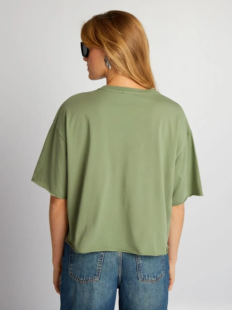 CAMISETA DE ALGODóN CON SISA CAíDA  VERDE