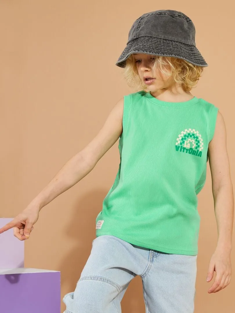 CAMISETA DE CANALé CON ESTAMPADO  VERDE