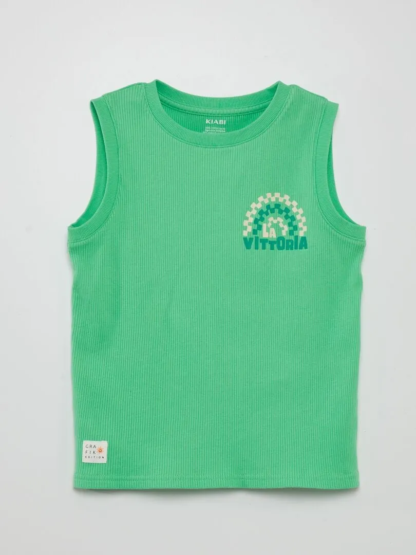 CAMISETA DE CANALé CON ESTAMPADO  VERDE
